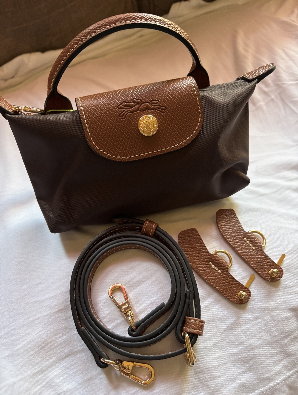 Longchamp Chocolate BROWN Mini Bag with Removable Strap NWT